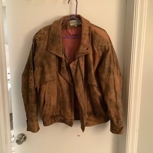 Michael Max leather coat.  Excellent condition.  Deep brown distressed leather.